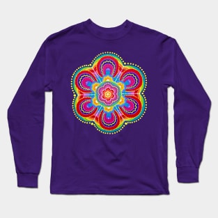 Dotwork Mandala Flower Long Sleeve T-Shirt